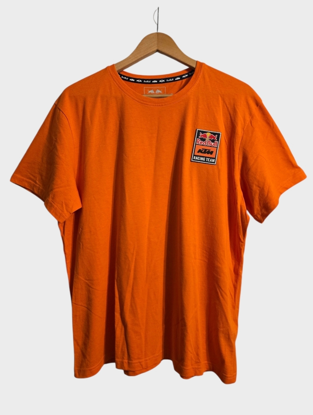 Red Bull KTM Racing Team T-Shirt Men's Large Orange Rubber Patch Logo Motorsport
